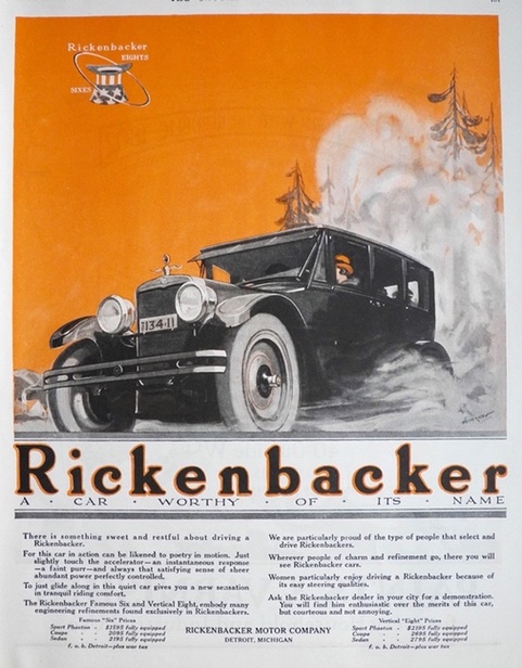 1924 Rickenbacker Car Ad ~ Worthy of Its Name