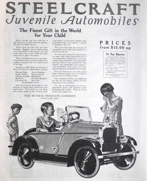 1924 Steelcraft Pedal Car Ad ~ Juvenile Auto