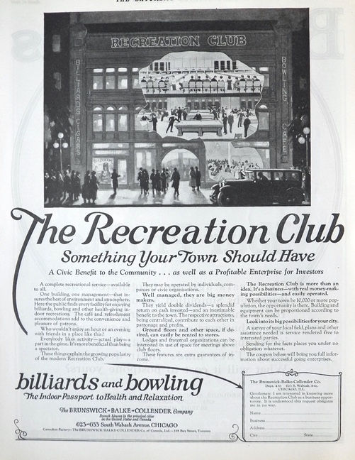1925 Recreation Billiards Club Business Opportunity Ad