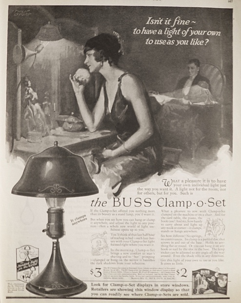 1925 Buss Lamps Clamp-O-Set Ad ~ A Light of Your Own