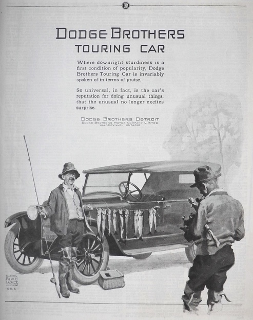 1924 Dodge Brothers Touring Car Ad ~ Guy Caught Lots of Fish