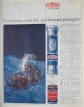 1924 Vintage Everady Flashlight Ad ~ Santa & Reindeer