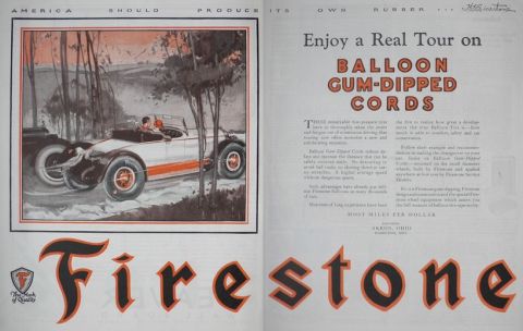 1924 Firestone Tires Ad ~ Enjoy a Real Tour
