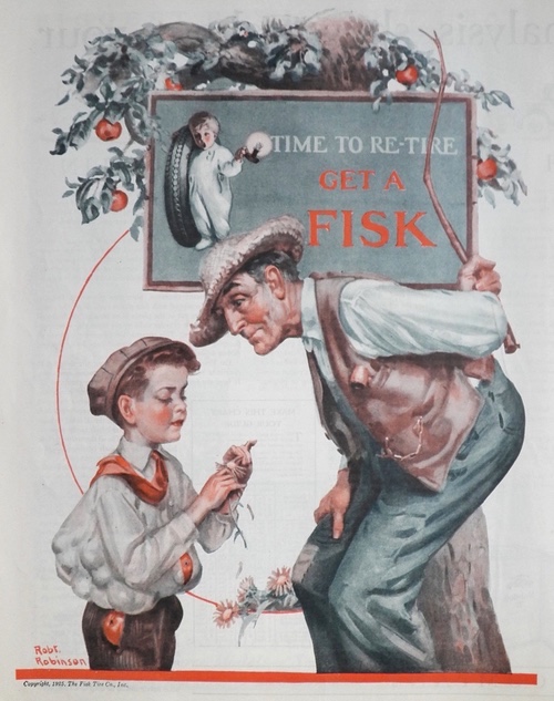 1925 Fisk Tires Ad ~ Boy Steals Apples
