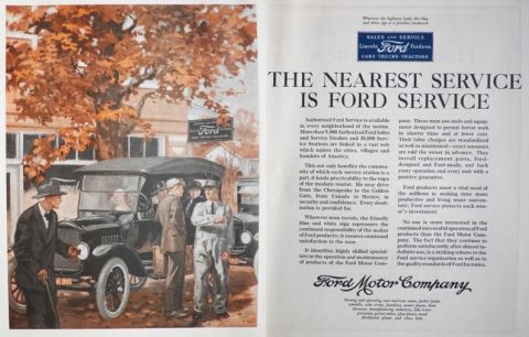1924 Ford Sales & Service Ad ~ Blue & White Sign