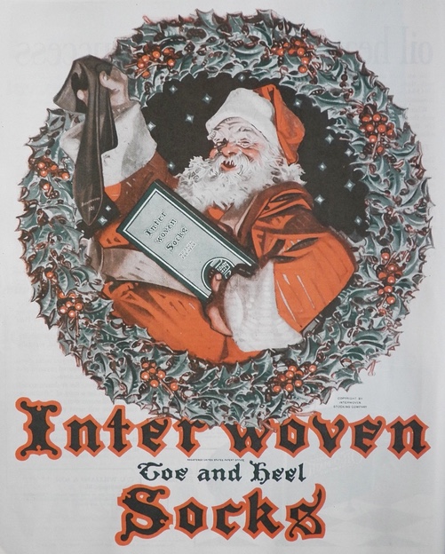 1924 Interwoven Socks Ad ~ Santa