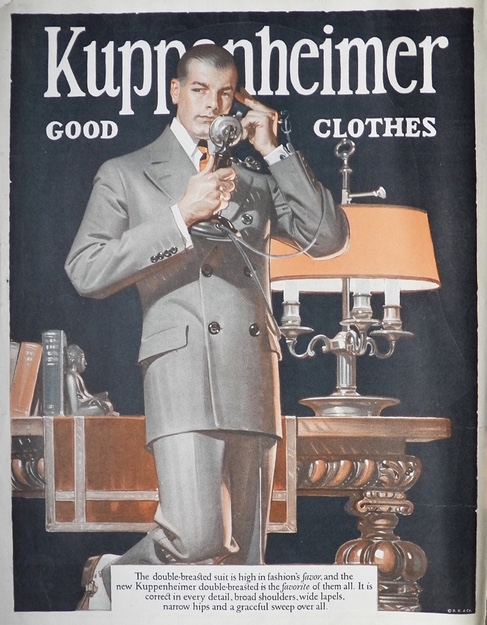 1924 Kuppenheimer Ad ~ Leyendecker Man on Phone