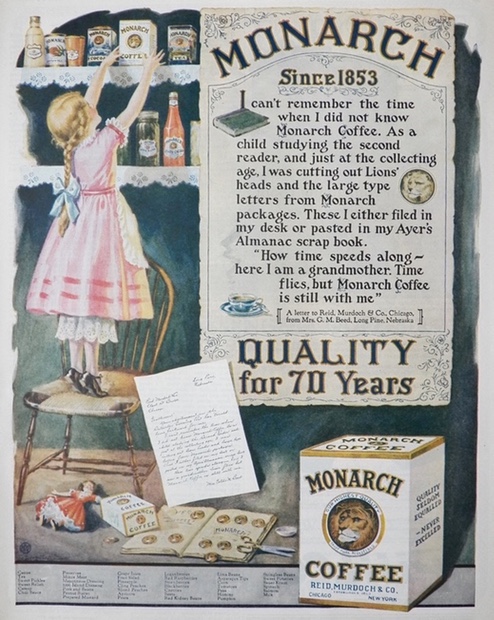 1925 Monarch Coffee Ad ~ Long Pine Nebraska Letter