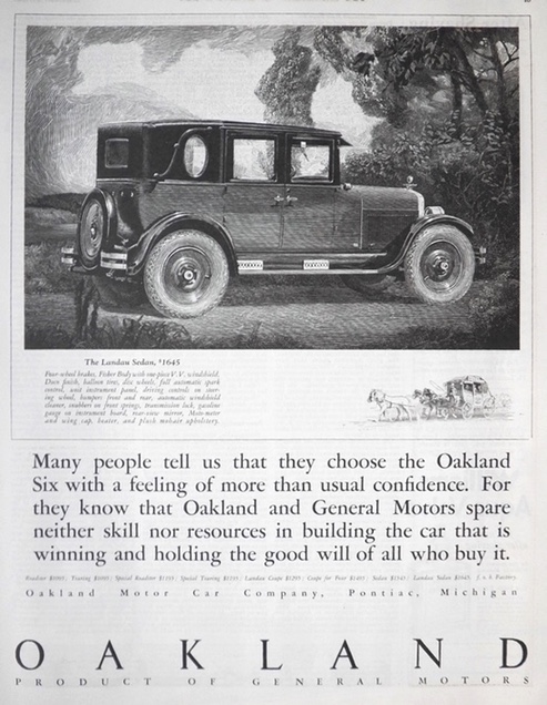 1924 Oakland Landau Sedan Ad ~ More Than Usual Confidence