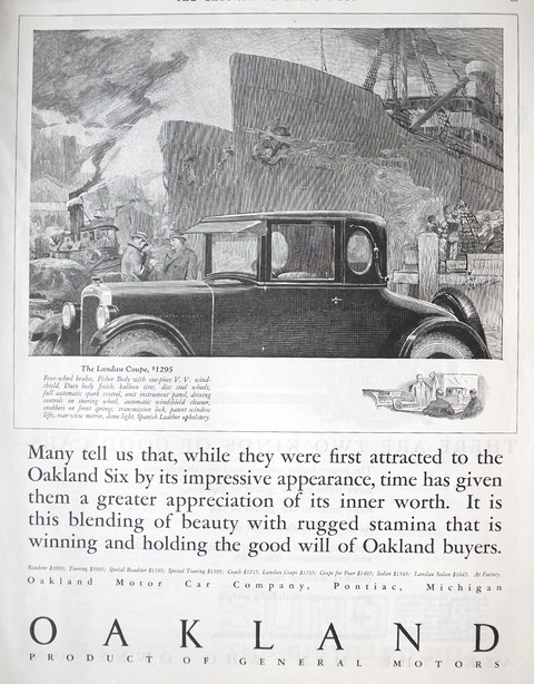1924 Oakland Landau Coupe Ad ~ Beauty & Stamina