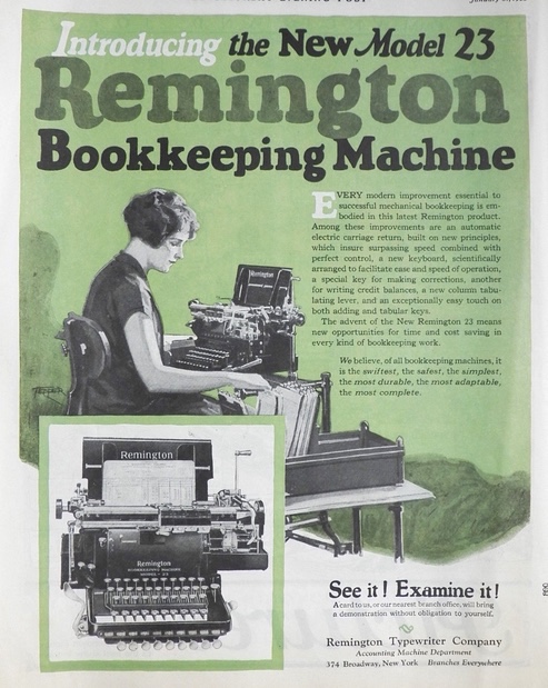 1925 Remington Typewriter Bookkeeping Machine Ad