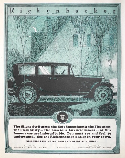 1924 Rickenbacker Car Ad ~ Silent Swiftness