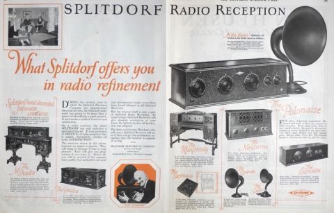1925 Splitdorf Radio Ad ~ 2 Pages, Several Models