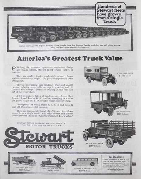 1925 Stewart Truck Ad ~ Buffalo Evening News