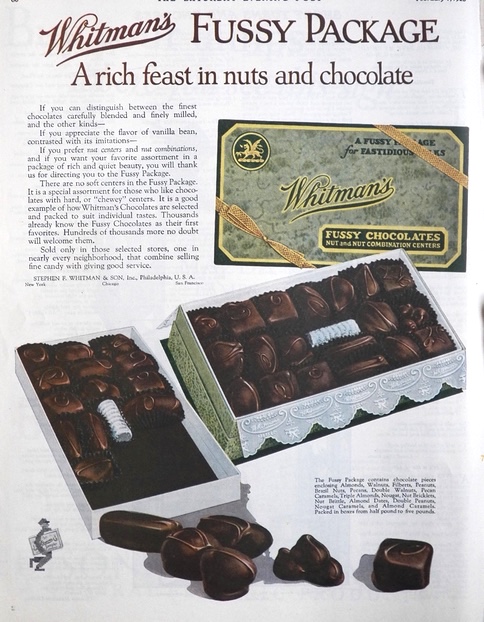 1925 Whitman's Candy Ad ~ Fussy Package