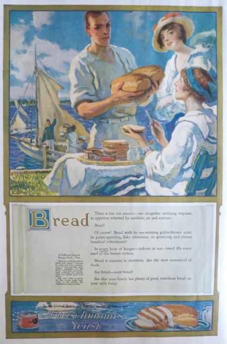 1919 Fleischmann's Yeast Ad ~ Folks Eat Bread