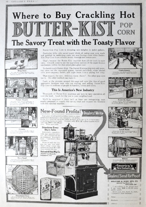 1917 Butter-Kist Popcorn Machine Ad ~ New-Found Profits