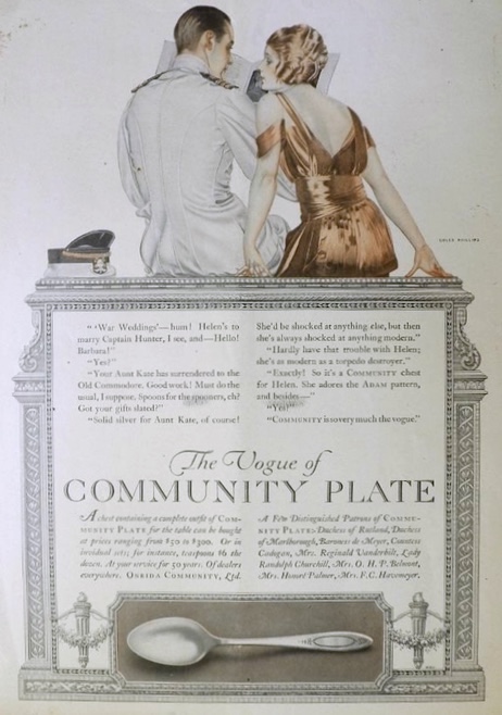 1917 Community Plate Ad ~ Coles Phillips ~ Naval Officer