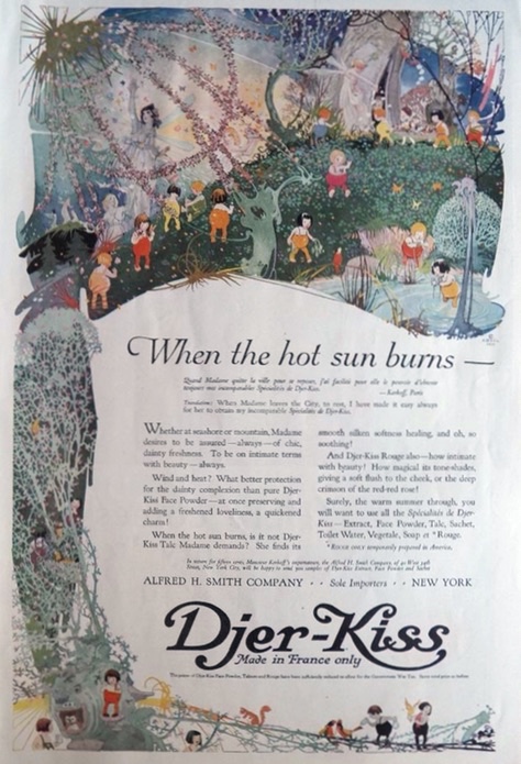 1919 Djer Kiss Ad ~ Children in the Forest