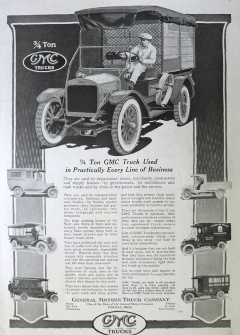 1917 GMC Truck Ad ~ &frac34; Ton