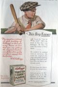 1919 Kellogg's Corn Flakes Ad ~ Baseball Kid