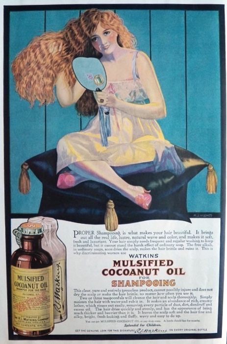 1919 Watkins Mulsified Shampoo Ad ~ M.J. Hughes Art