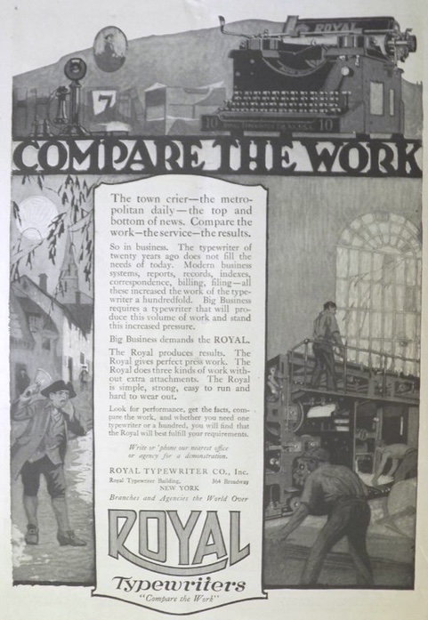 1917 Royal Typewriter Ad ~ Compare the Work