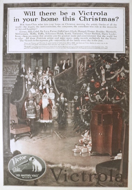 1917 Victor Victrola Ad ~ Opera Stars at Christmas