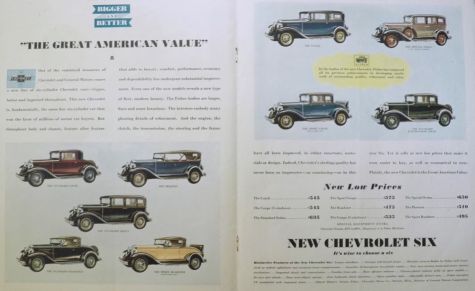 1931 Chevy Six Ad ~ Two Pages, Full Line