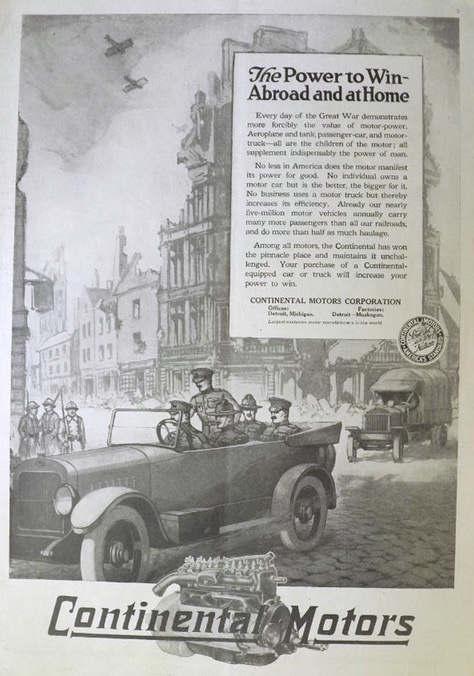 1918 WWI Continental Motors Ad ~ The Power to Win