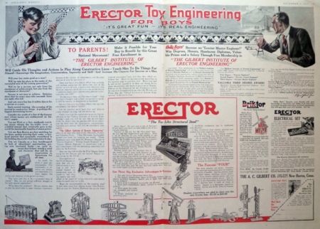 1916 Gilbert Institute & Erector Set Ad ~ Two Pages