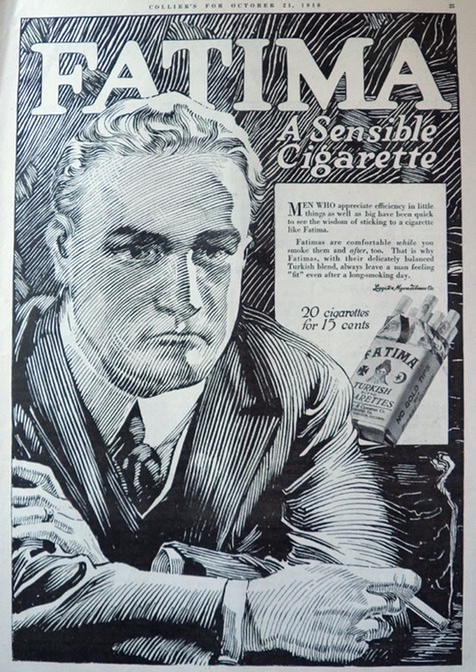 1916 Fatima Cigarettes Ad ~ A Sensible CIgarette