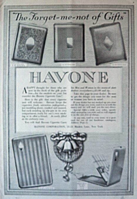 1916 Antique Havone Cigarette Case Ad ~ 5 Styles