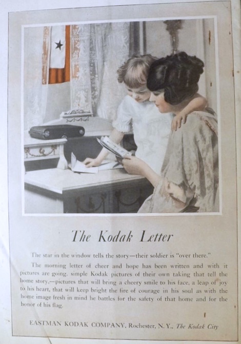 1918 WWI Kodak Ad ~ Soldier's Letter