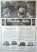 1916 Men's Mallory Hats Ad ~ Cravenette Finish