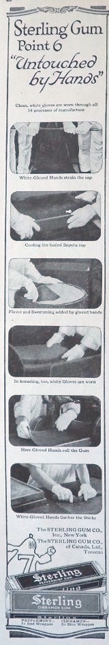 1916 Sterling Gum Ad ~ Untouched by Hands