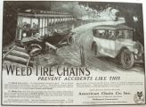 1916 Weed Tire Chains Ad ~ Car Accident Illustration