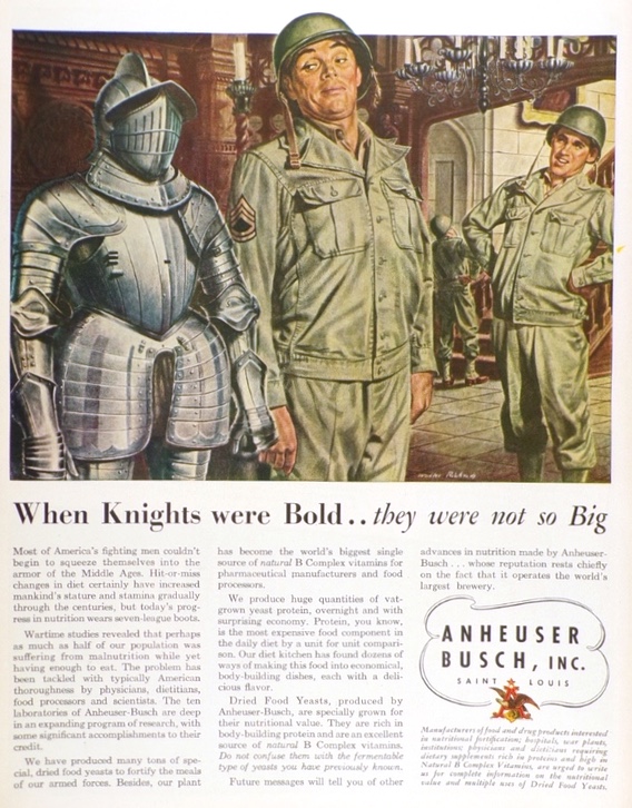 1945 Anheuser Busch Yeast Ad ~ When Knights Were Bold