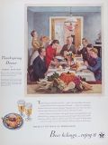 1945 Beer Belongs Ad ~ Thanksgiving Dinner ~ Andree Rouellan