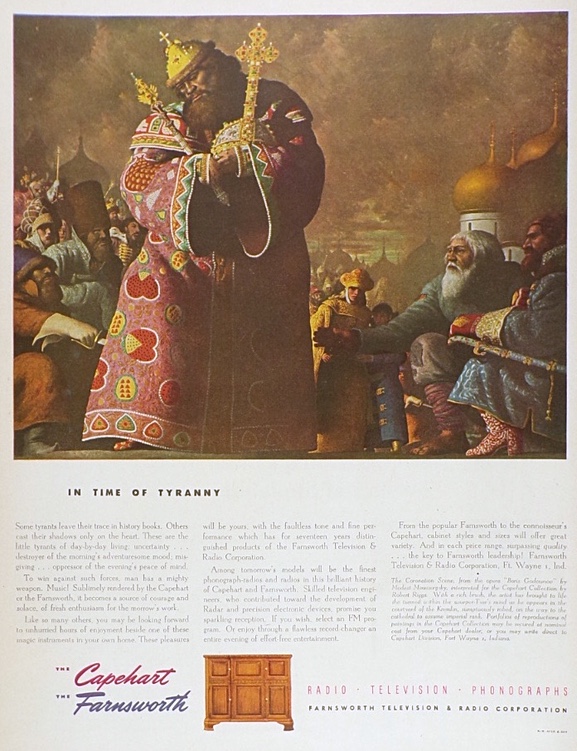 1945 Capehart Farnsworth Radio Ad ~ Boris Godounov