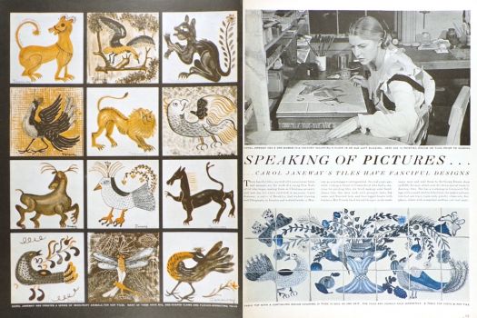1945 Carol Janeway Animal Tiles ~ Illustrated Article
