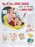1945 Swan Soap Ad ~ Comedian Joan Davis