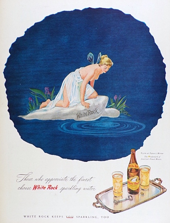 1945 Vintage White Rock Sparkling Water Ad ~ Fairy Psyche