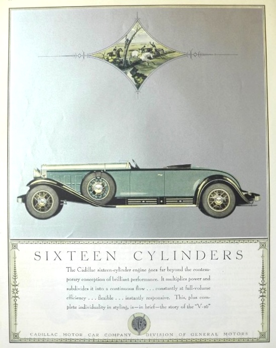 1930 Vintage Cadillac Ad ~ Sixteen Cylinders