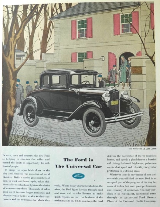 1931 Ford Deluxe Coupe Ad ~ The Universal Car