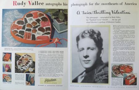 1931 Johnston's Candy Valentine's Day Ad ~ Rudy Vallee