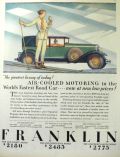1929 Franklin Car Ad ~ Woman on Skis