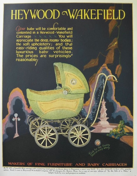 1929 Heywood Wakefield Baby Carriage Ad ~ Beautiful Art
