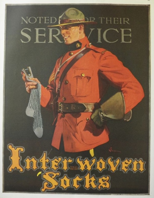 1929 Interwoven Socks Ad ~ Canadian Mountie