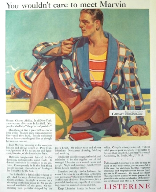 1929 Listerine Ad ~ Marvin, Prince of Pariahs